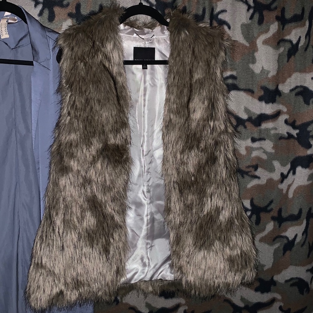 Banana Republic Brown Faux fur vest